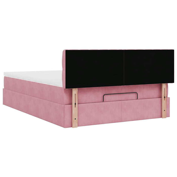 vidaXL Struttura Letto Pouf con Materasso Rosa 140x190 cm in Velluto