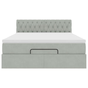 Struttura Letto Pouf con Materasso 140x200 cm in Velluto 3312698