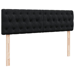 Struttura Letto Pouf con Materasso Nero 140x200 cm in Velluto