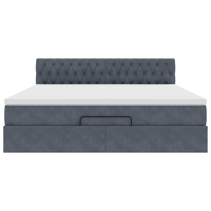 Struttura Letto Pouf con Materasso 160x200 cm in Velluto 3312705