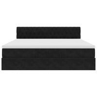 vidaXL Struttura Letto Pouf con Materasso Nero 180x200 cm in Velluto