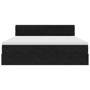 vidaXL Struttura Letto Pouf con Materasso Nero 180x200 cm in Velluto