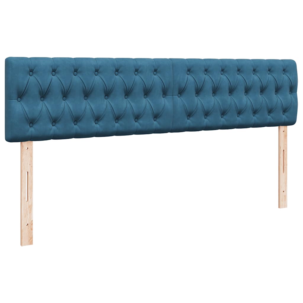 Pouf Letto con Materassi e LED Blu Scuro 200x200cm Velluto