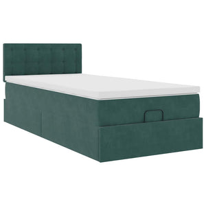 vidaXL Pouf Letto con Materasso e LED Verde Scuro 80x200cm in Velluto