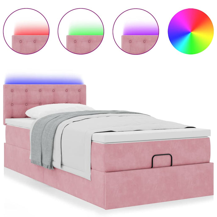 vidaXL Struttura Letto Pouf con Materasso Rosa 100x200 cm Velluto