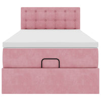 vidaXL Struttura Letto Pouf con Materasso Rosa 100x200 cm Velluto