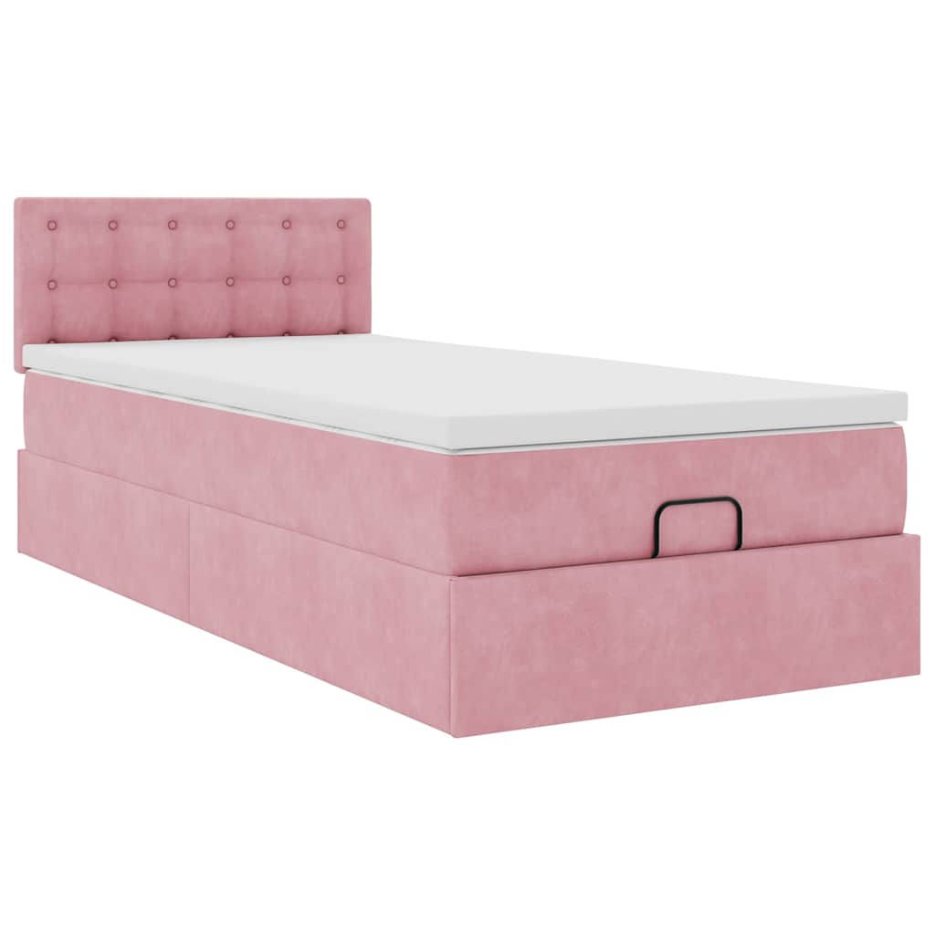 vidaXL Struttura Letto Pouf con Materasso Rosa 100x200 cm Velluto
