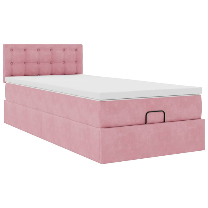 vidaXL Struttura Letto Pouf con Materasso Rosa 100x200 cm Velluto