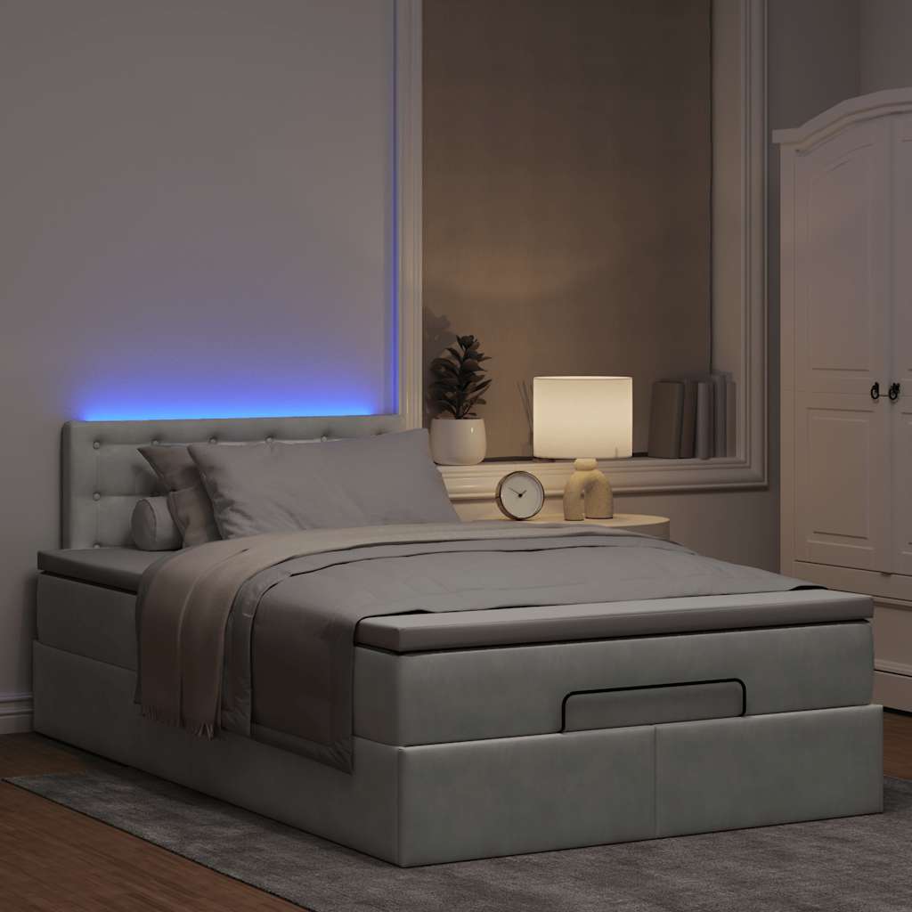 Pouf Letto con Materasso e LED Grigio Chiaro 120x190cm Velluto 3312752