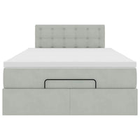 vidaXL Pouf Letto con Materasso e LED Grigio Chiaro 120x190cm Velluto