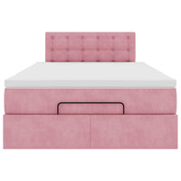 Pouf Letto con Materasso e LED Rosa 120x190cm in Velluto