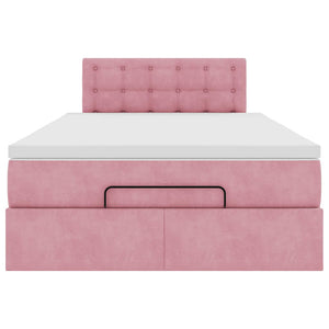 Pouf Letto con Materasso e LED Rosa 120x190cm in Velluto