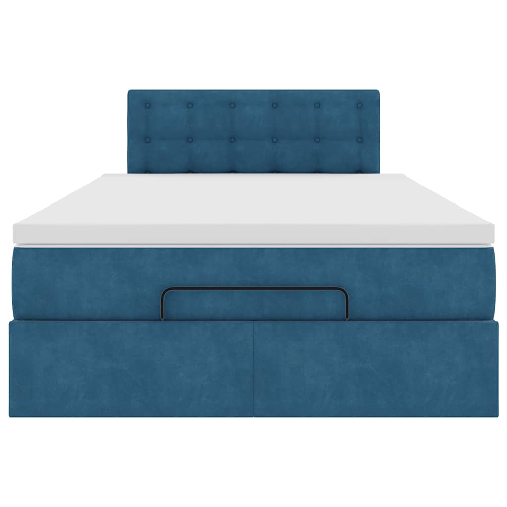 Struttura Letto Pouf con Materasso Blu Scuro 120x200 cm Velluto 3312762