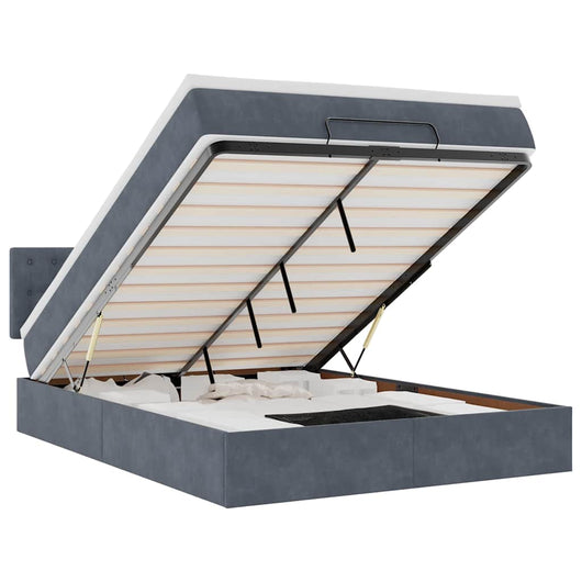 Struttura Letto Pouf con Materasso 140x190 cm Velluto 3312765