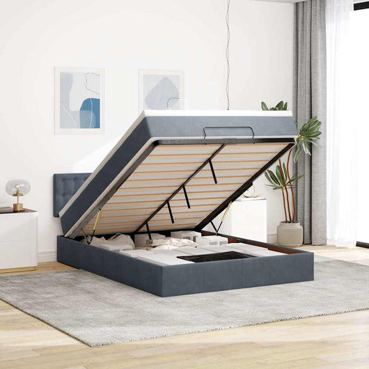 Struttura Letto Pouf con Materasso 140x190 cm Velluto 3312765