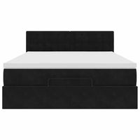 vidaXL Struttura Letto Pouf con Materasso Nero 140x190 cm in Velluto