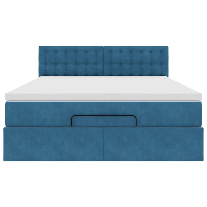 Struttura Letto Pouf con Materasso 140x190 cm in Velluto 3312768