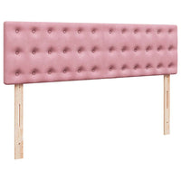 Struttura Letto Pouf con Materasso Rosa 140x200 cm in Velluto