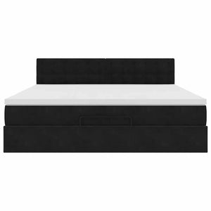 vidaXL Struttura Letto Pouf con Materasso Nero 160x200 cm in Velluto