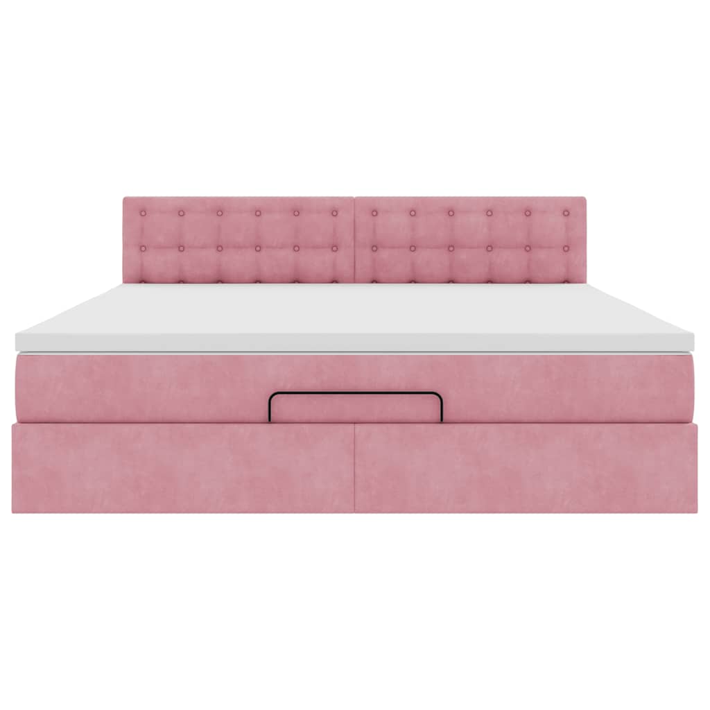vidaXL Pouf Letto con Materasso e LED Rosa 180x200cm in Velluto