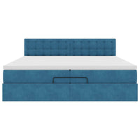 vidaXL Pouf Letto con Materassi e LED Blu Scuro 200x200cm Velluto