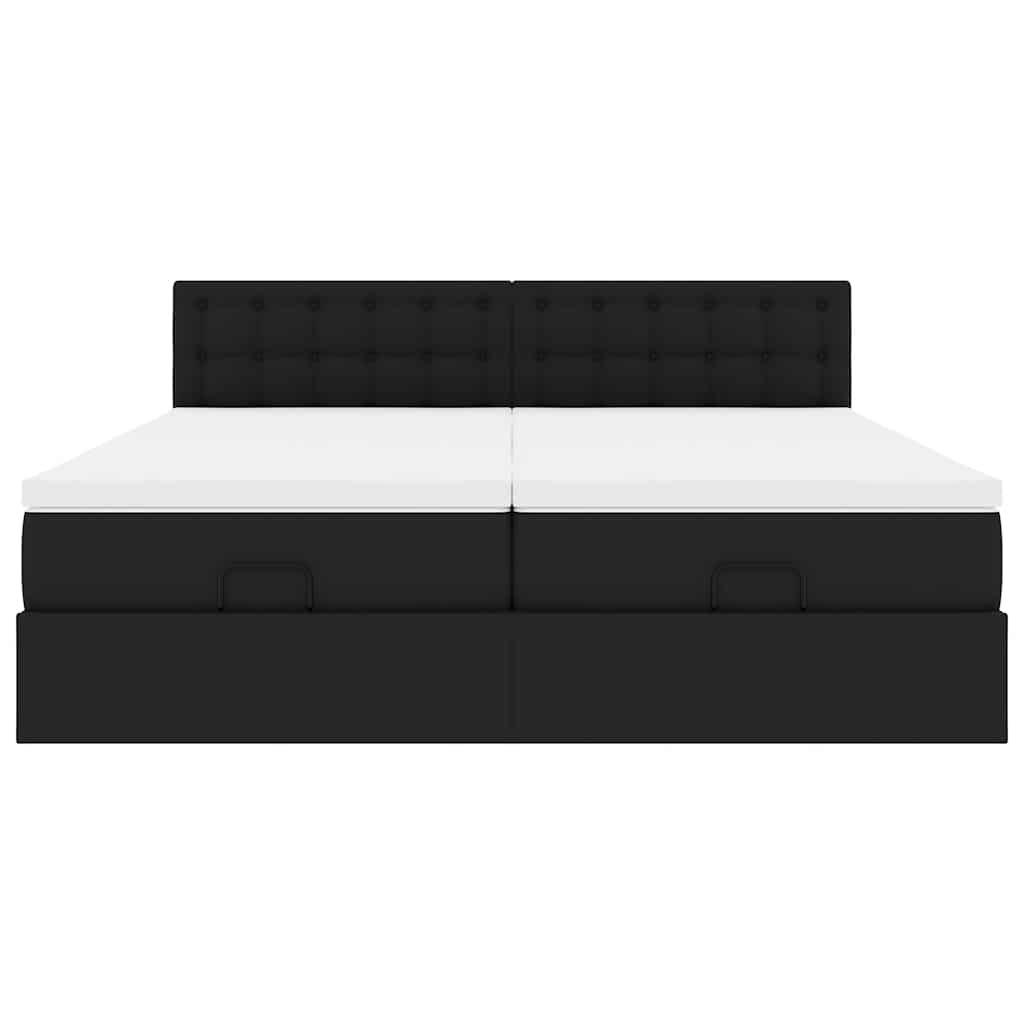 vidaXL Pouf Letto con Materassi e LED Nero 160x200cm Similpelle