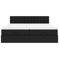 vidaXL Pouf Letto con Materassi e LED Nero 160x200cm Similpelle