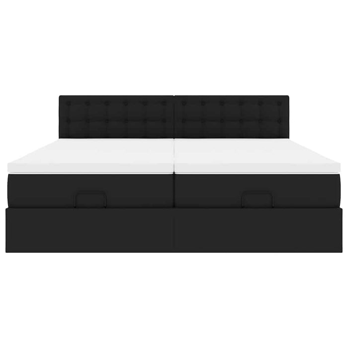 vidaXL Pouf Letto con Materassi e LED Nero 160x200cm Similpelle