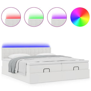 Struttura Letto Pouf con Materassi Bianco 160x200 cm Similpelle 3312801