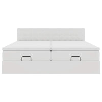 Struttura Letto Pouf con Materassi Bianco 160x200 cm Similpelle 3312801