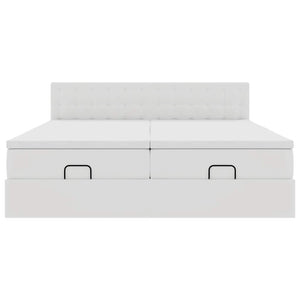 Struttura Letto Pouf con Materassi Bianco 160x200 cm Similpelle 3312801