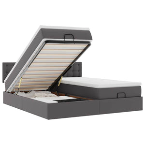 Pouf Letto con Materassi e LED Grigio 160x200cm Similpelle 3312803