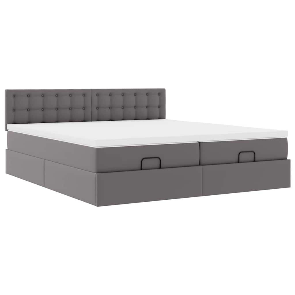 Pouf Letto con Materassi e LED Grigio 160x200cm Similpelle 3312803