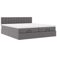 Pouf Letto con Materassi e LED Grigio 160x200cm Similpelle 3312803