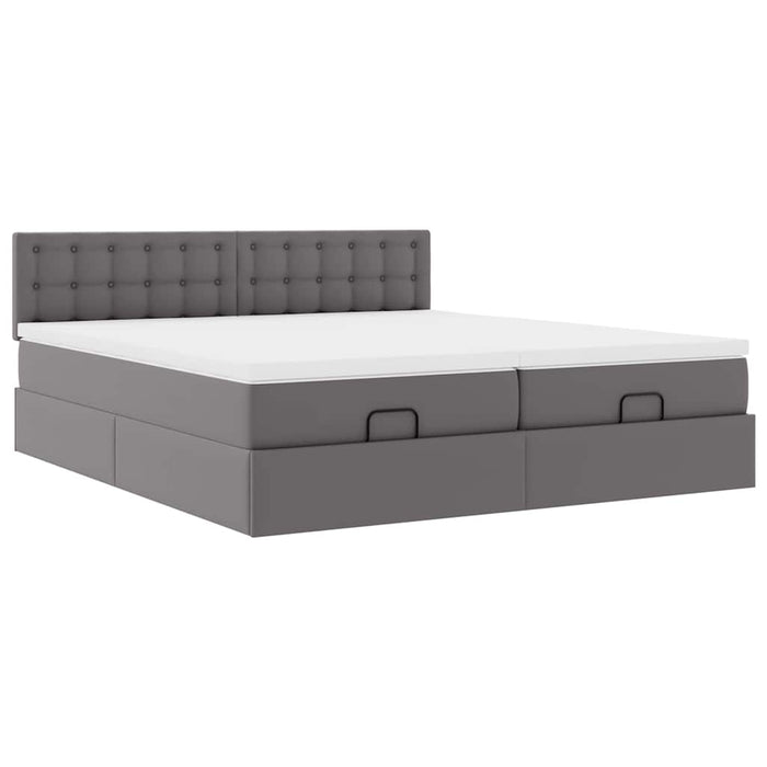 Pouf Letto con Materassi e LED Grigio 160x200cm Similpelle 3312803