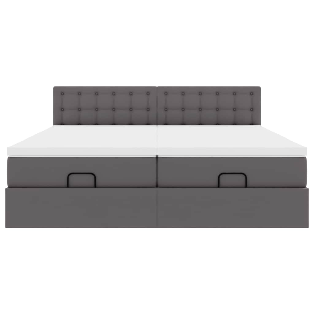 Pouf Letto con Materassi e LED Grigio 160x200cm Similpelle 3312803