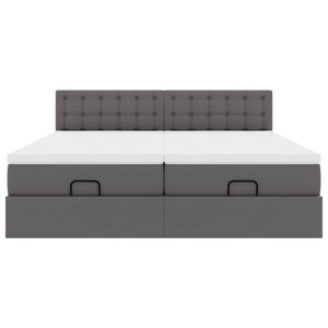 Pouf Letto con Materassi e LED Grigio 160x200cm Similpelle 3312803