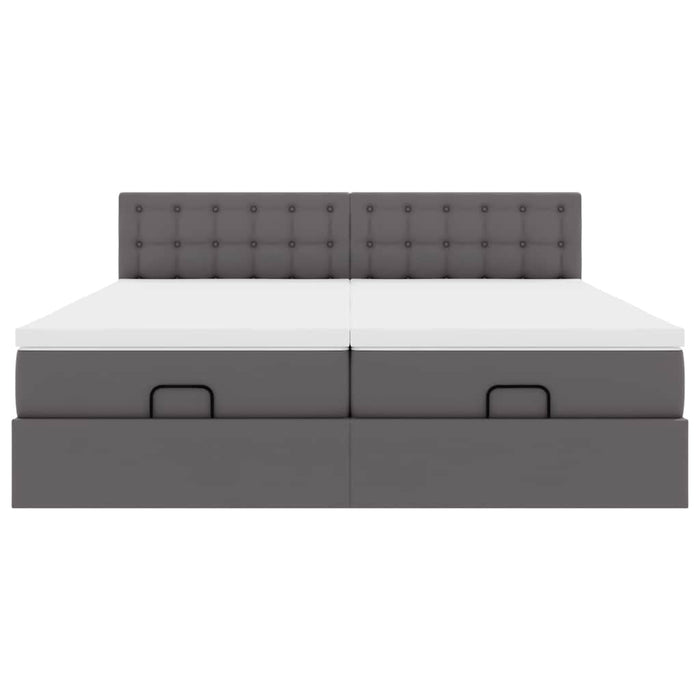 Pouf Letto con Materassi e LED Grigio 160x200cm Similpelle 3312803