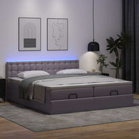Pouf Letto con Materassi e LED Grigio 180x200cm Similpelle 3312808
