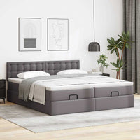 Pouf Letto con Materassi e LED Grigio 180x200cm Similpelle 3312808
