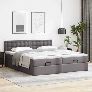Pouf Letto con Materassi e LED Grigio 180x200cm Similpelle 3312808