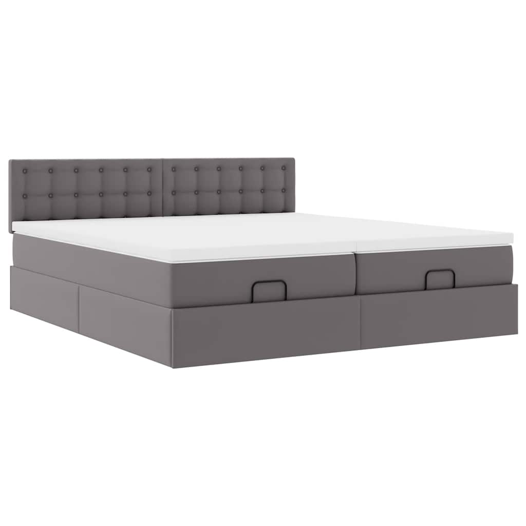Pouf Letto con Materassi e LED Grigio 180x200cm Similpelle 3312808
