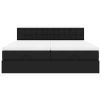 Struttura Letto Pouf con Materassi Nero 200x200 cm Similpelle 3312810