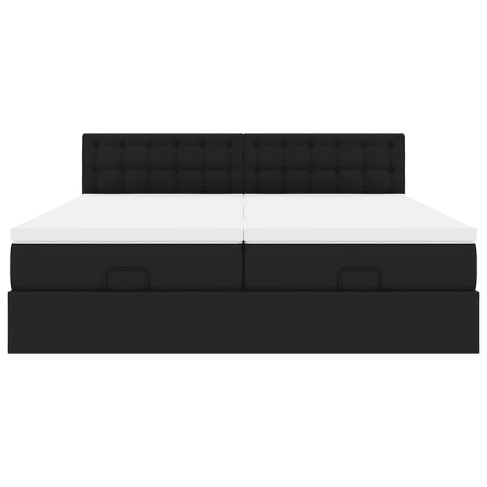 Struttura Letto Pouf con Materassi Nero 200x200 cm Similpelle 3312810