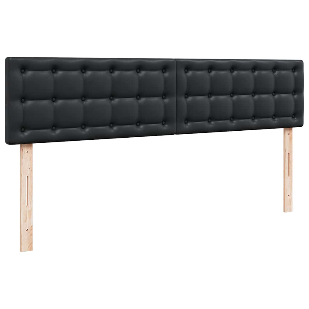 Struttura Letto Pouf con Materassi Nero 200x200 cm Similpelle