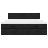 Struttura Letto Pouf con Materassi Nero 200x200 cm in Tessuto 3312831