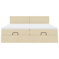vidaXL Struttura Letto Pouf con Materassi Crema 200x200 cm in Tessuto