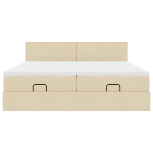 vidaXL Struttura Letto Pouf con Materassi Crema 200x200 cm in Tessuto