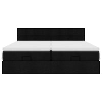 Struttura Letto Pouf con Materassi Nero 200x200 cm in Tessuto 3312852