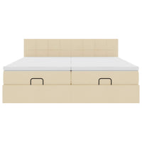 Struttura Letto Pouf con Materassi Crema 200x200 cm in Tessuto 3312855